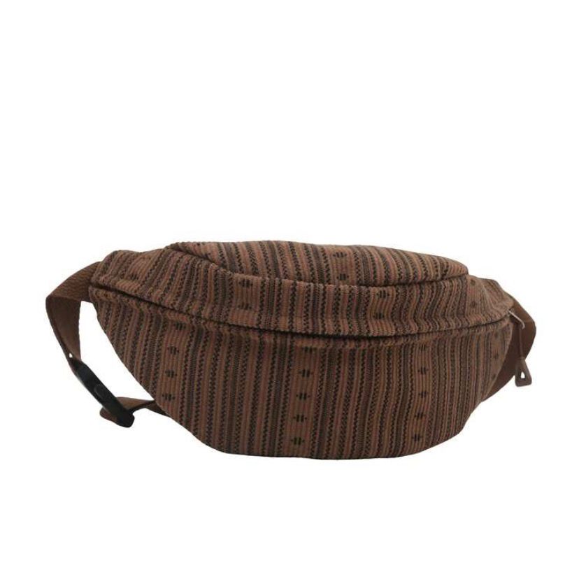Fashionable Striped Korean Shoulder & Crossbody Bag – Brown