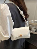 Vintage Lightweight Business Casual Flap Bag – White & Burgundy