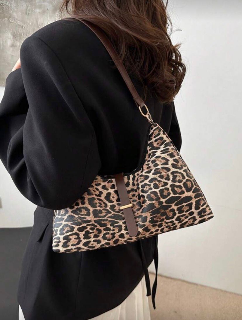 Leopard Print Shoulder Bag – Handheld & Underarm Chic PU Purse