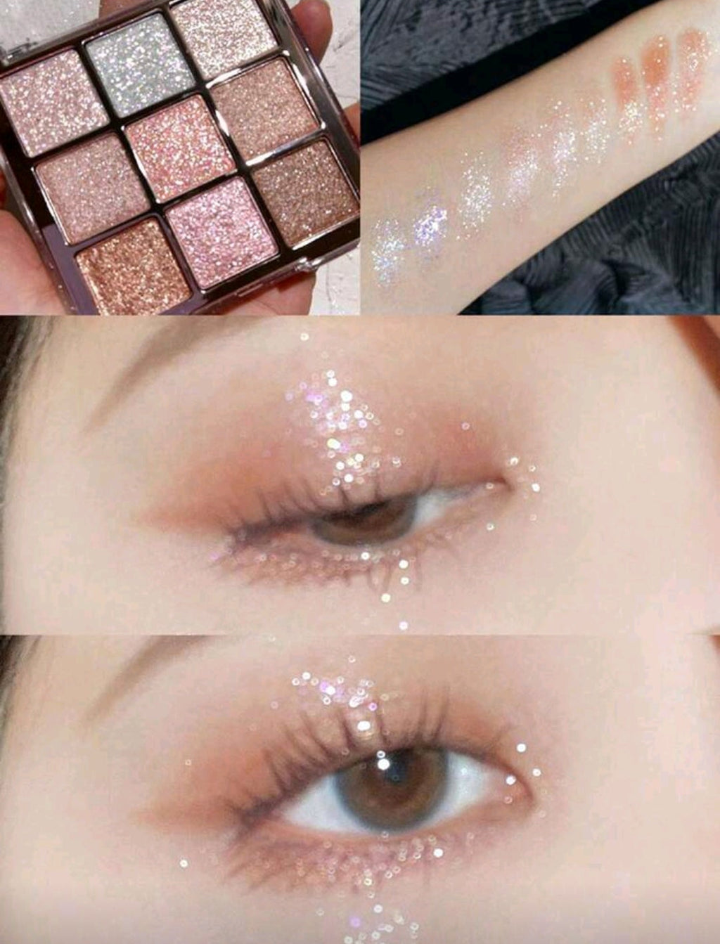 9-Color Glitter & Shimmer Eyeshadow Palette – Highly Pigmented Glow Collection