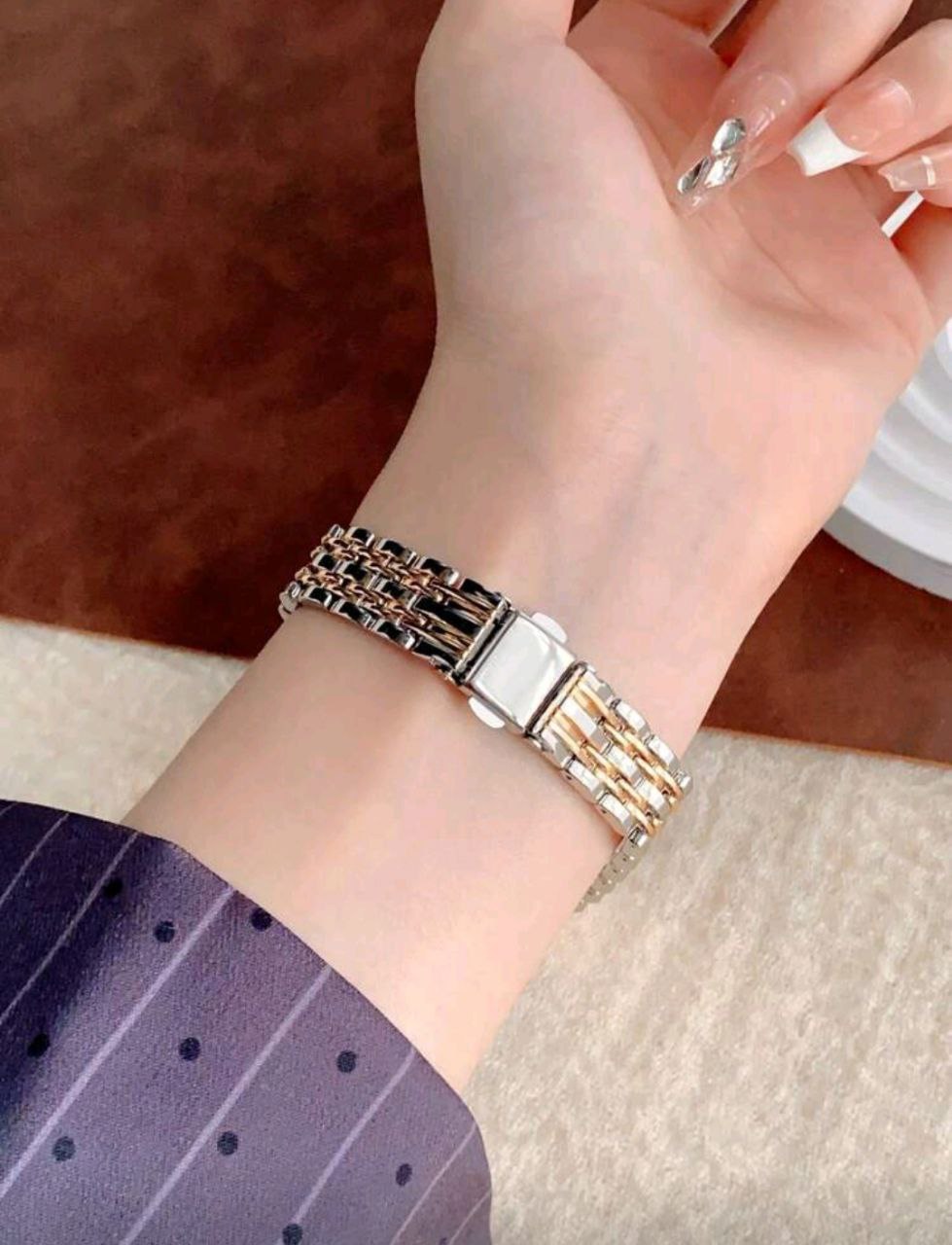 Two-Tone Polygonal Quartz Watch for Women – Elegant & Exquisite Design