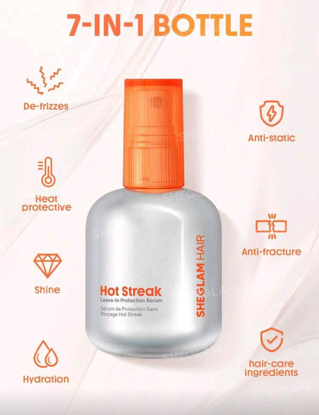 SHEGLAM Hot Streak Thermal Defense Glow Oil – Rose Scent Heat Protection Hair Elixir 10ml