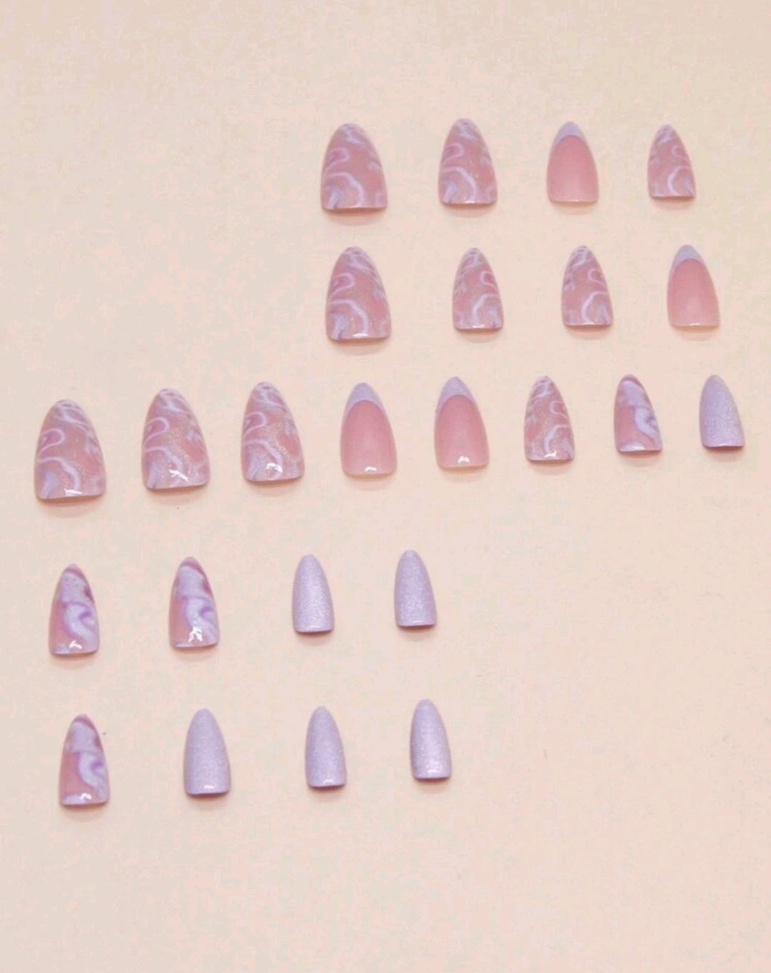 24pcs Almond/Purple Nails - Sexy & Sweet Style