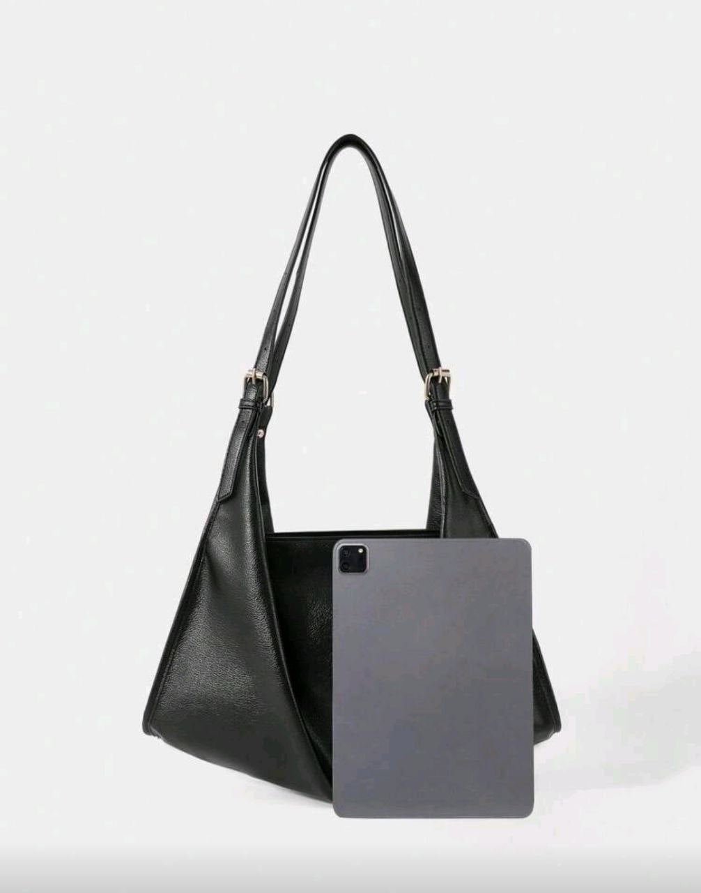 Minimalist Black One-Shoulder Tote Bag – Elegant Work & Commute Style