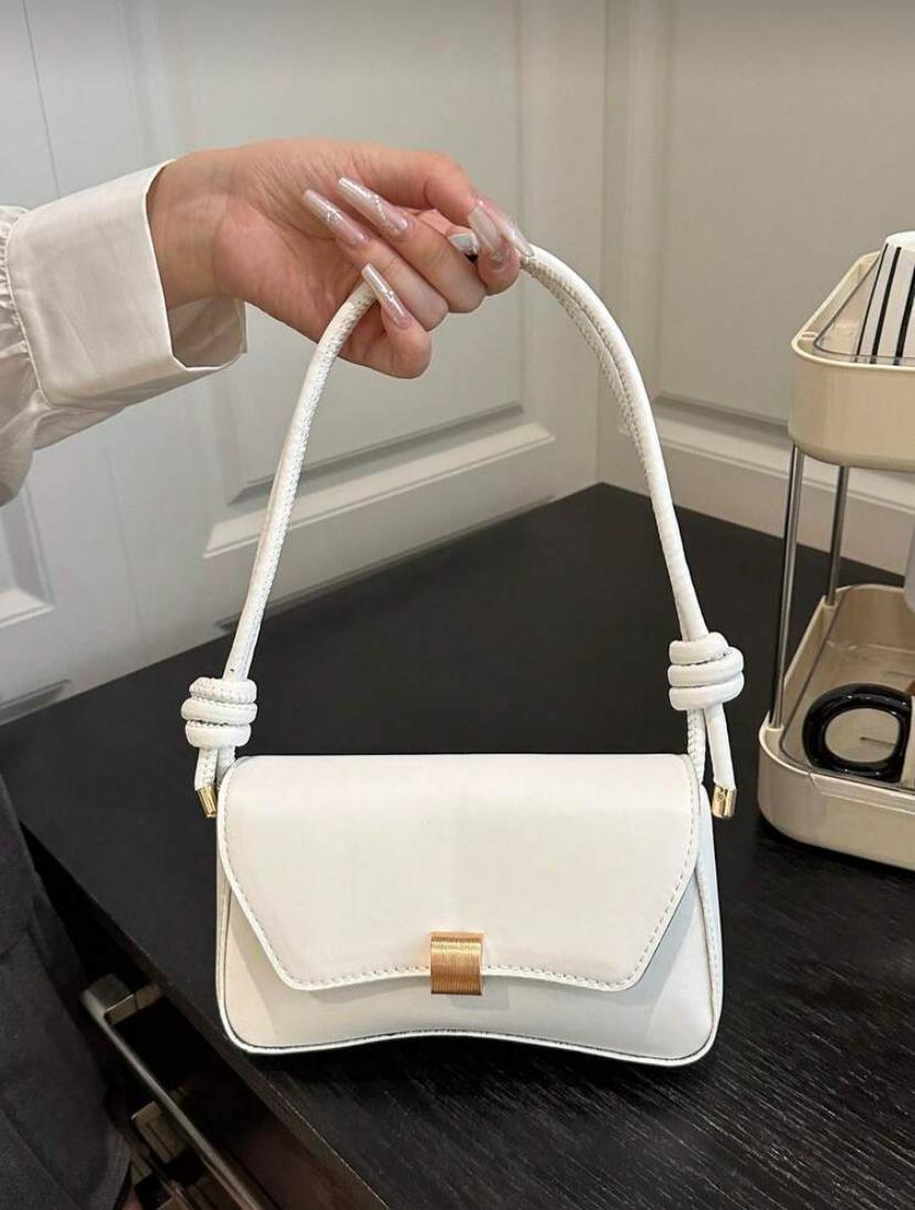 Vintage Lightweight Business Casual Flap Bag – White & Burgundy