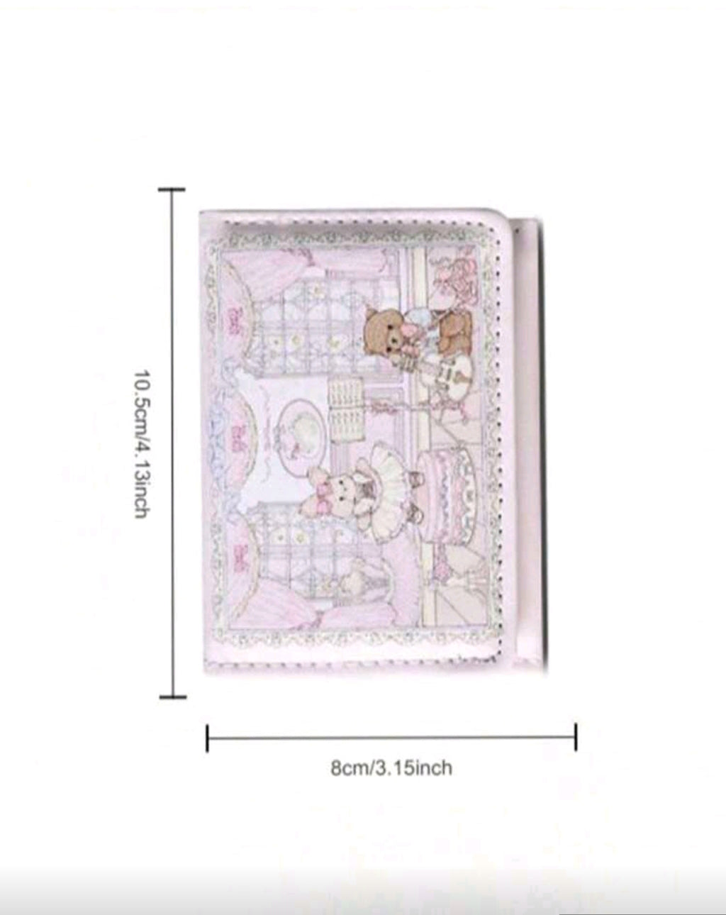 Cute Rabbit & Bear Pink Tri-Fold Wallet – Multi-Card Holder Mini Coin Purse for Women