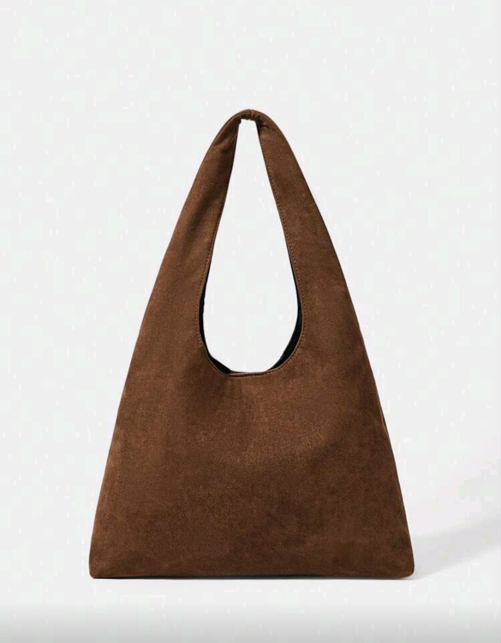 Women’s Rivet Decor Shoulder Tote Bag – Brown Velvet