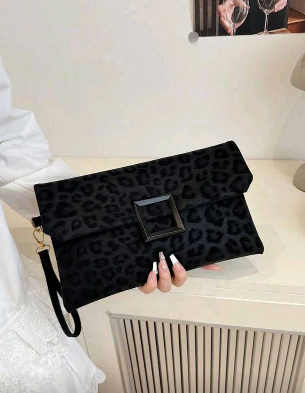 New Luxury Niche Black Leopard Print Clutch Bag