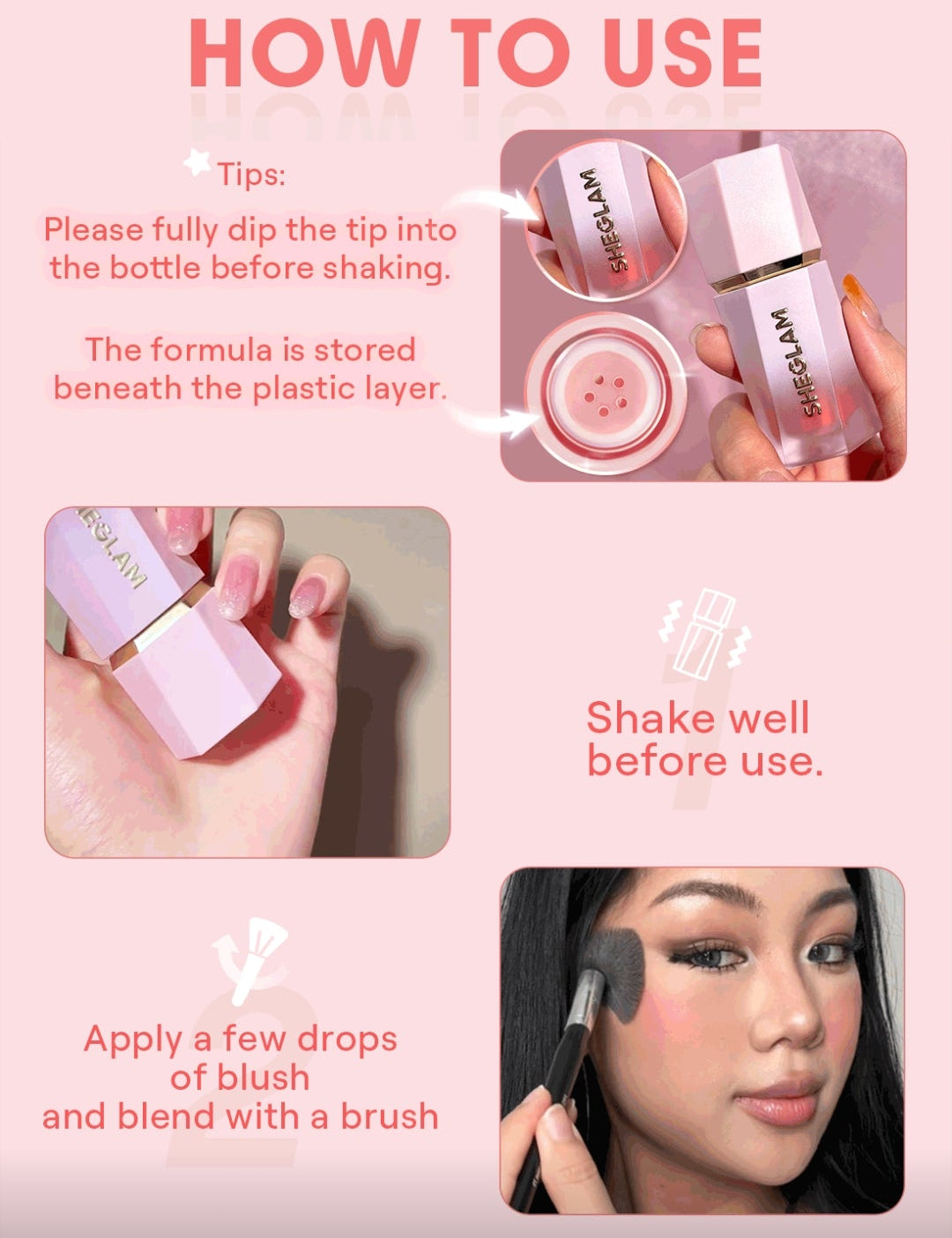 SHEGLAM Color Bloom Liquid Blush – Matte Gel Cream Long-Lasting Blush  ( Love Cake, Rose Ritual, On Point)