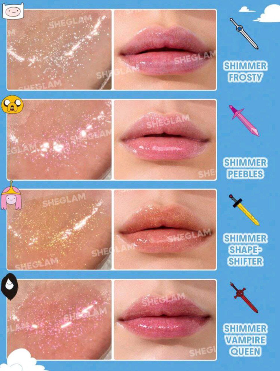Adventure Time x SHEGLAM Heroes Only Shimmery Lip Gloss – Peebles High-Shine Hydrating Lip Gloss