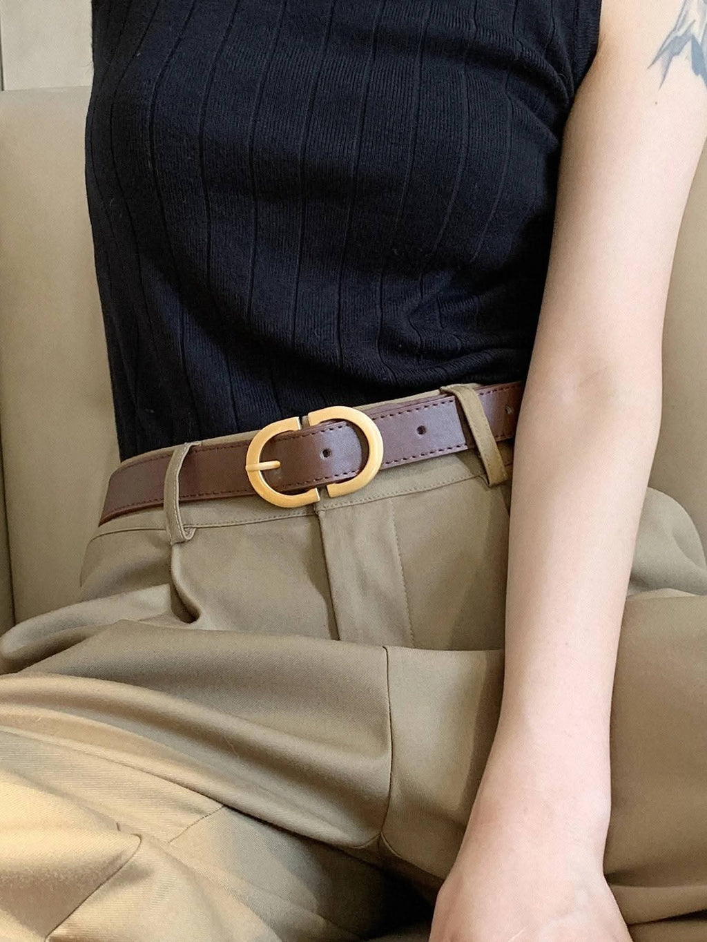 Women’s Double D Buckle PU Leather Belt – Versatile Fashion Accessory