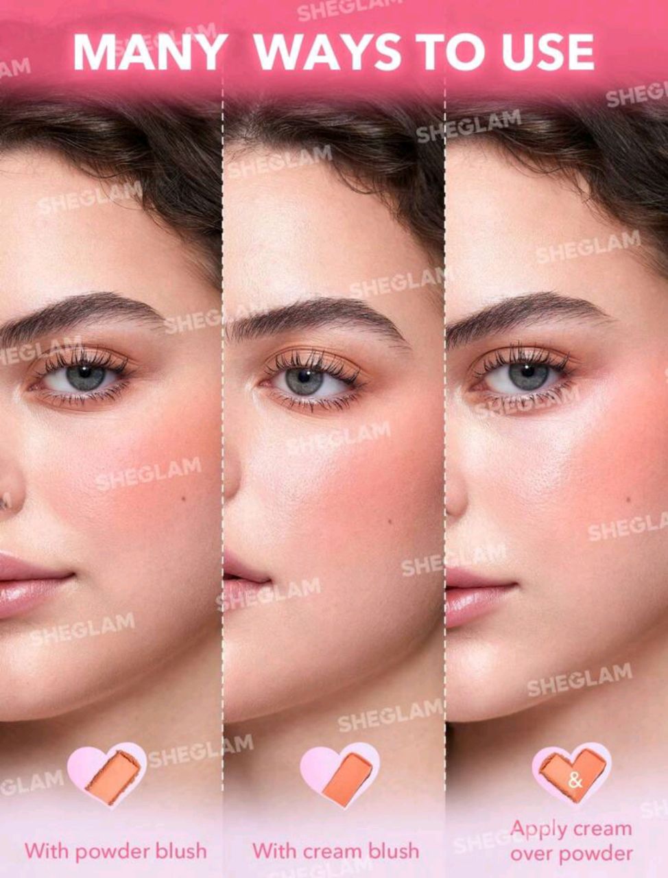 SHEGLAM Cheek 2 Cheek Blush Duo – Sprinkles Cream & Powder Blush Palette, Long-Lasting Blendable Face Blush