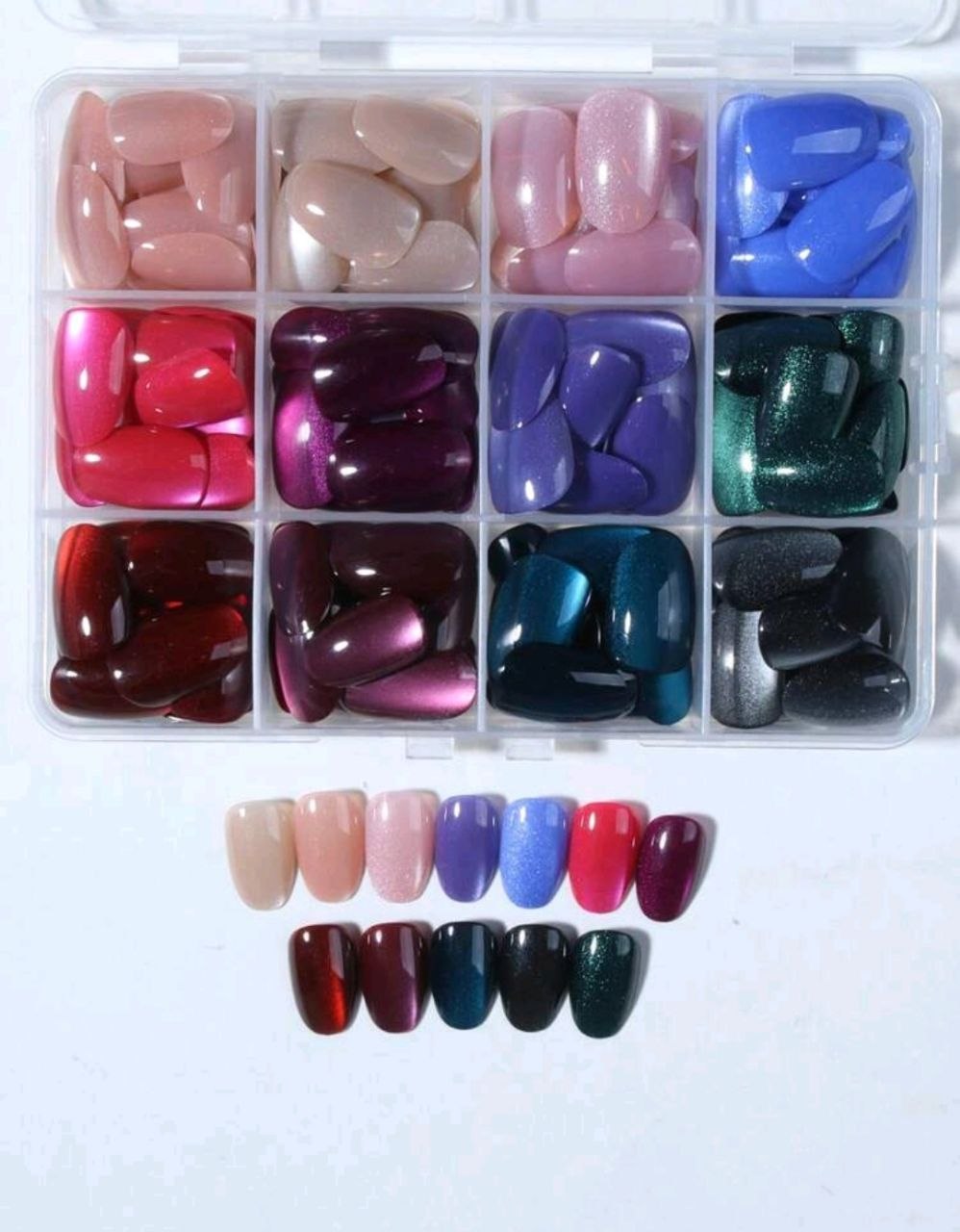 Y2K Short Oval Glossy Press-On Nails – 12 Colors
