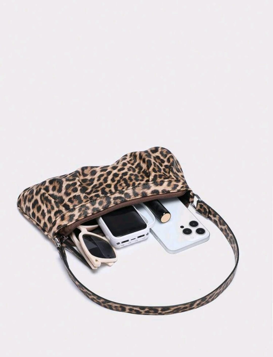 Leopard Print PU Leather Shoulder Bag for Women & Girls