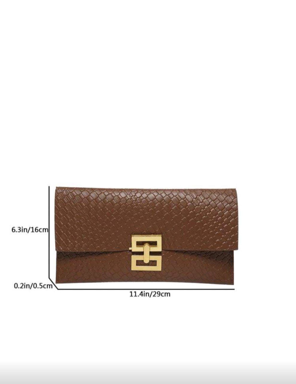 New Design Mini Envelope Bag – Crocodile Pattern Vintage Clutch ( Black, Burgundy & Gold )