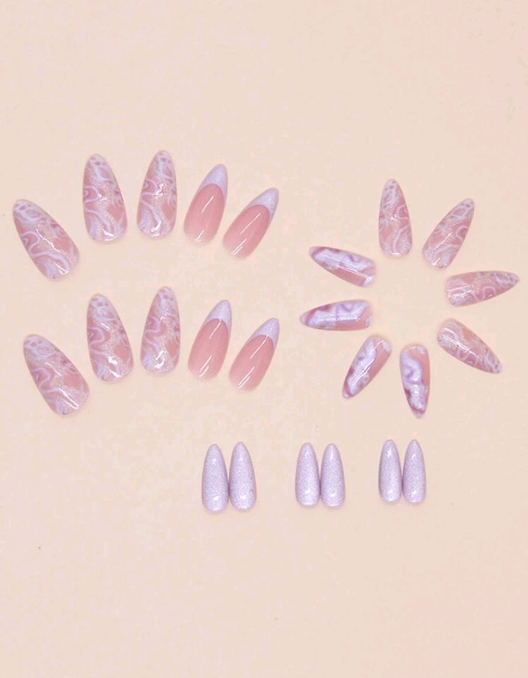 24pcs Almond/Purple Nails - Sexy & Sweet Style