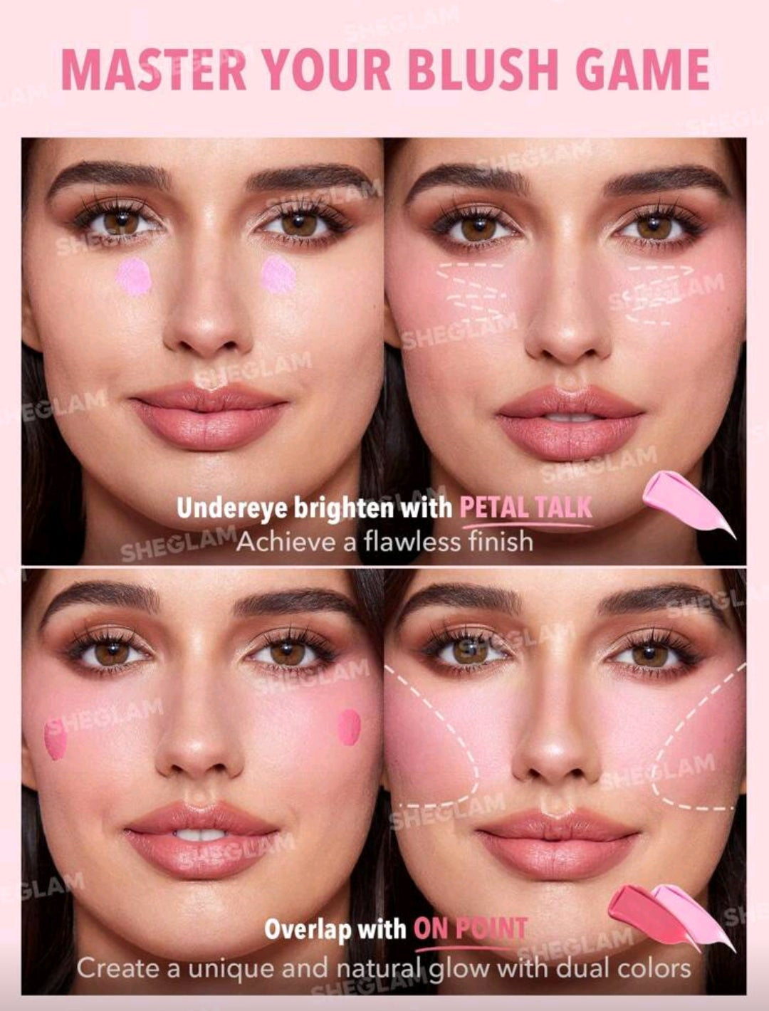 SHEGLAM Color Bloom Liquid Blush – Matte Gel Cream Long-Lasting Blush  ( Love Cake, Rose Ritual, On Point)
