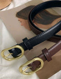 Women’s Minimalist PU Leather Waist Belt – Gold Buckle