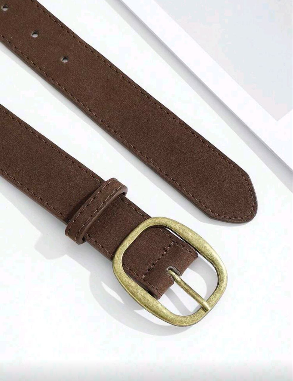 Retro Y2K Style Brown Velvet Leather Belt – Wide Waist Design