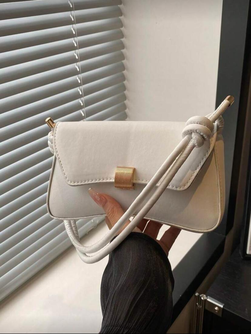 Vintage Lightweight Business Casual Flap Bag – White & Burgundy