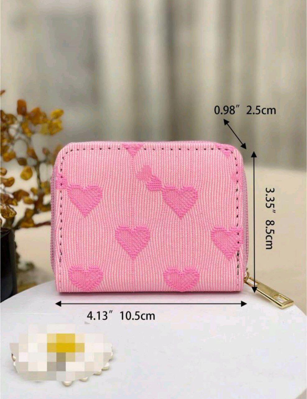 Cute Heart Glitter Mini Wallet – Pink Coin & Card Purse