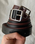 Women’s Leather Belt – Square Silver Buckle (Black & Brown)