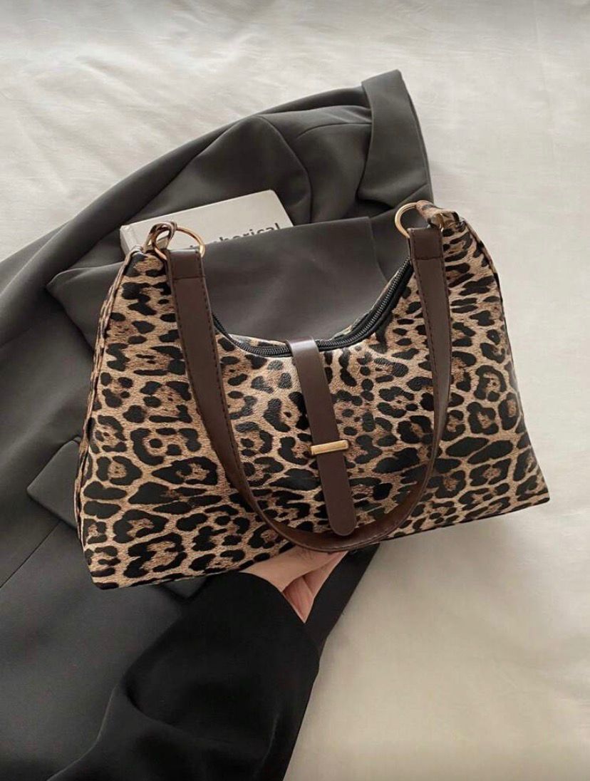 Leopard Print Shoulder Bag – Handheld & Underarm Chic PU Purse
