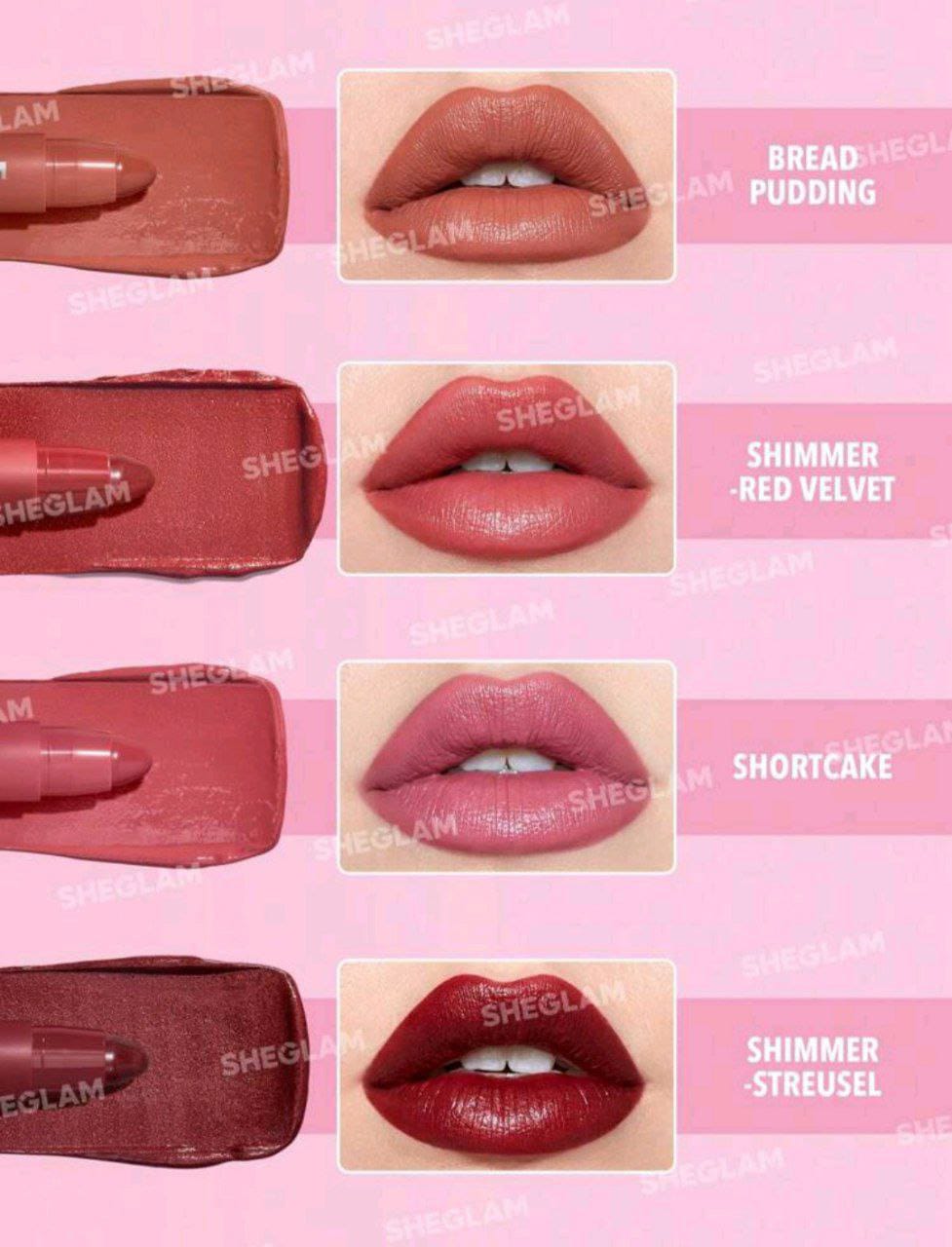 SHEGLAM Just Kissed Lipstick Crayon – Red Velvet Shimmer Matte Lip Glow