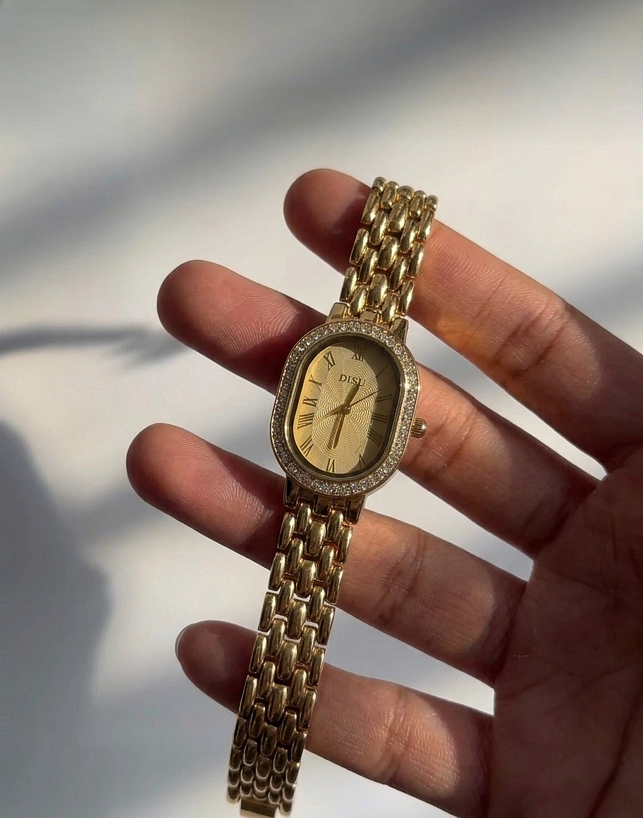 Oval Dial Two-Tone Stainless Steel Quartz Watch for Women – Classic Business Style