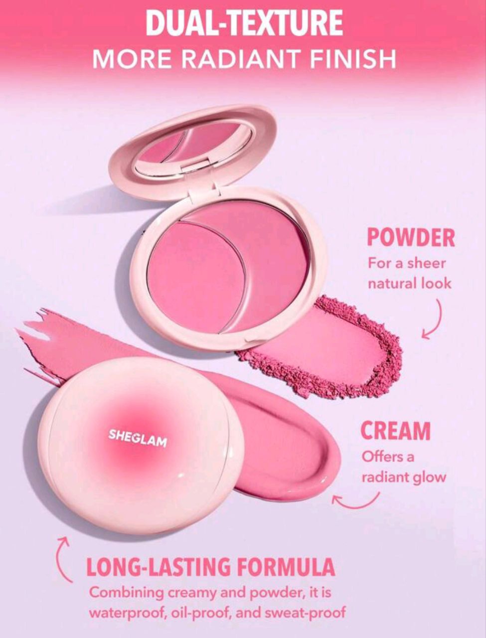 SHEGLAM Cheek 2 Cheek Blush Duo – Sprinkles Cream & Powder Blush Palette, Long-Lasting Blendable Face Blush
