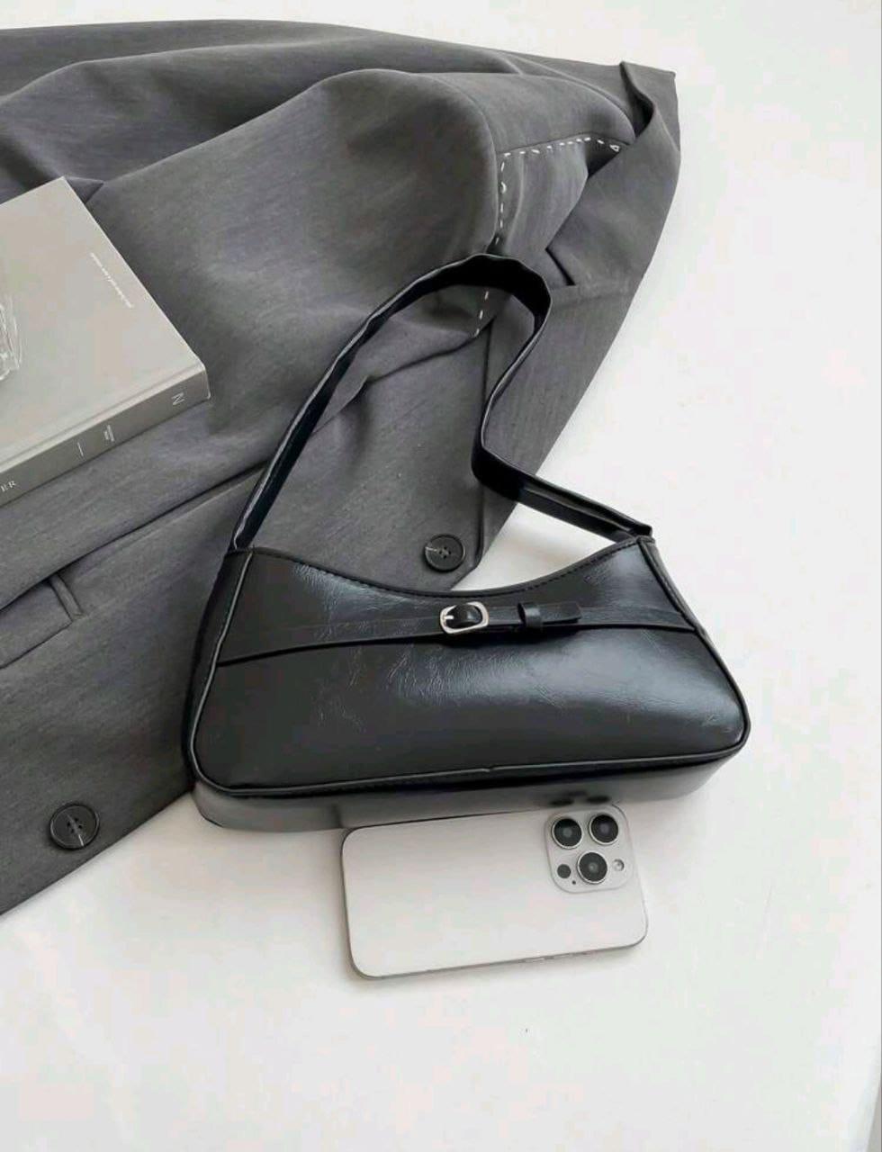 Women’s Black PU Leather Shoulder Bag – Minimal Elegant Design