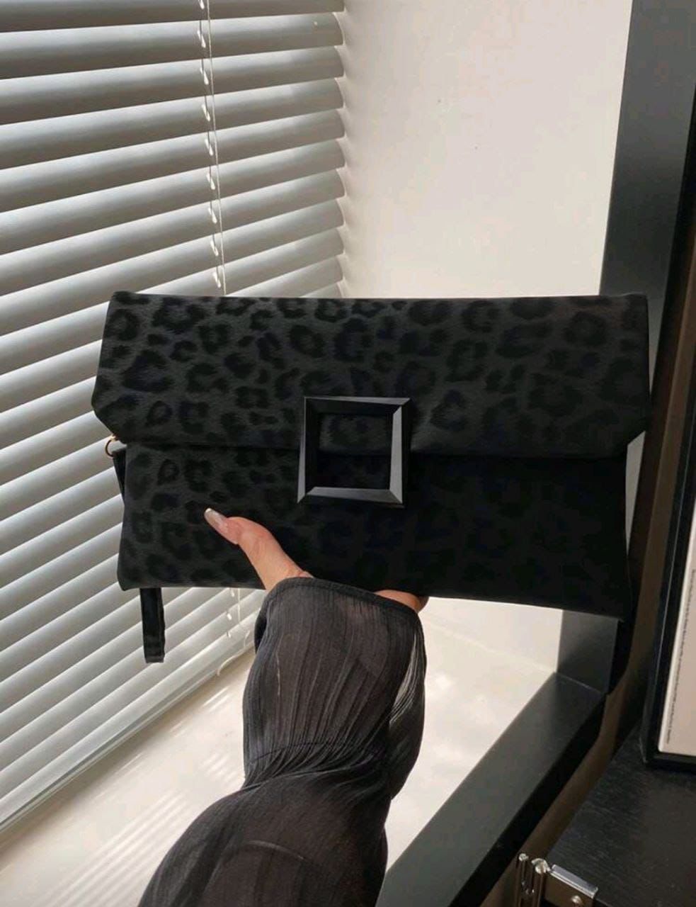 New Luxury Niche Black Leopard Print Clutch Bag