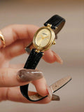 Vintage Oval Small Dial Women’s Quartz Watch with Rhinestone Detailstch