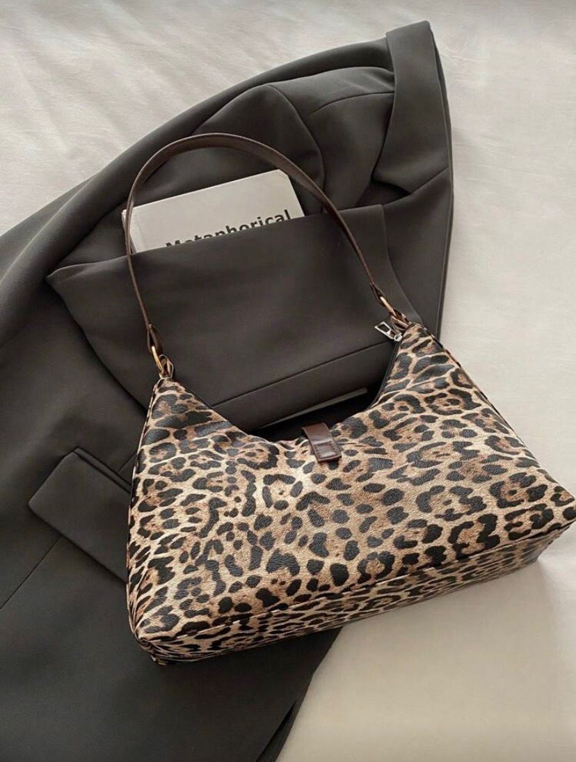 Leopard Print Shoulder Bag – Handheld & Underarm Chic PU Purse