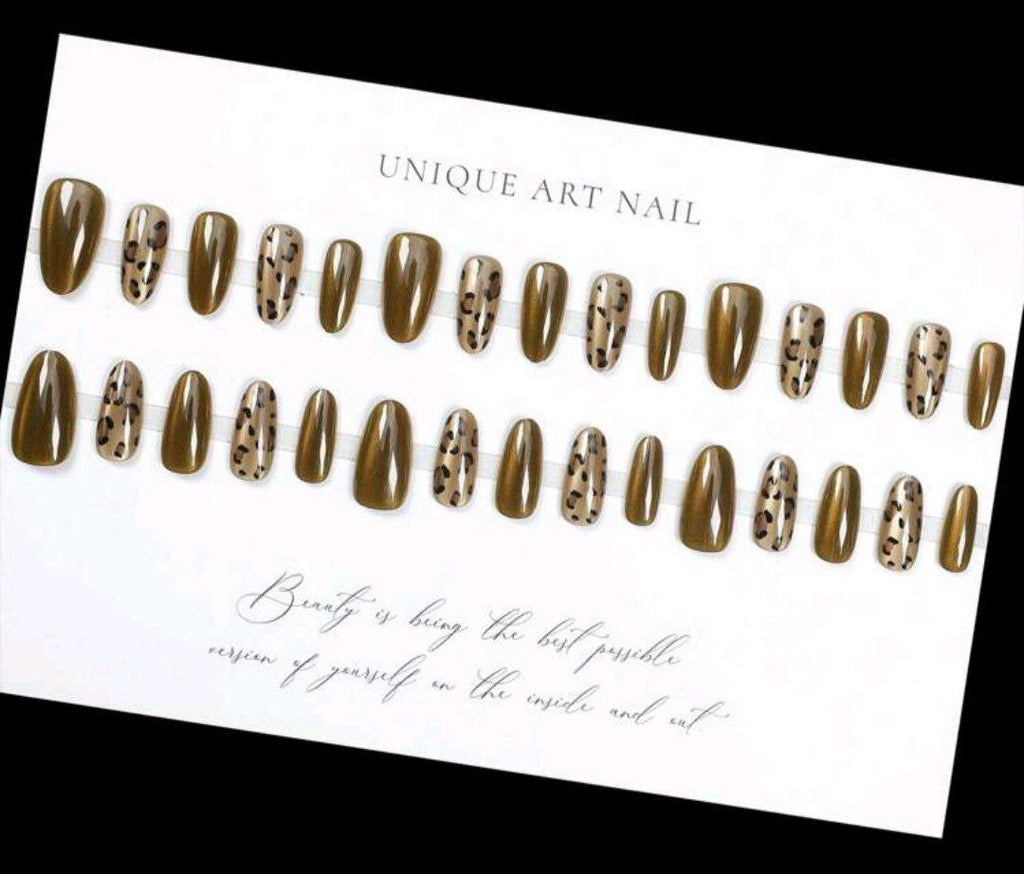 30pcs Almond/Leopard Brown Nails - Sexy & Sweet Style