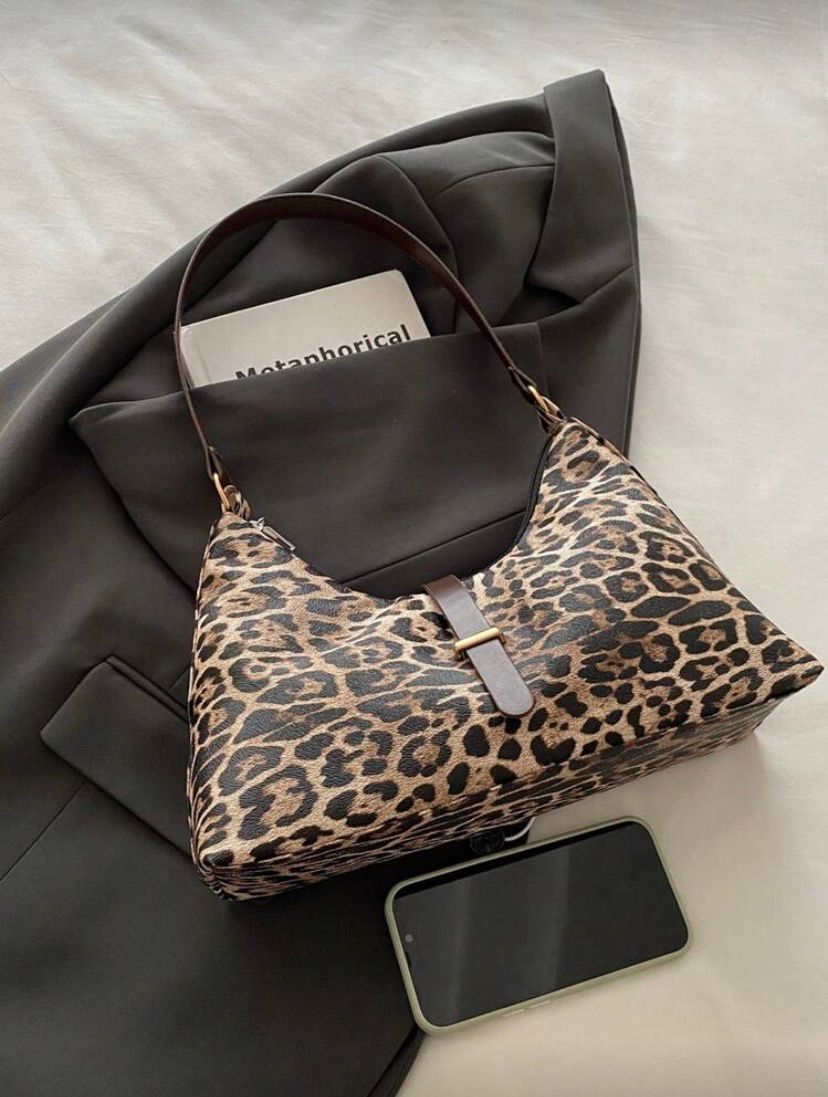 Leopard Print Shoulder Bag – Handheld & Underarm Chic PU Purse
