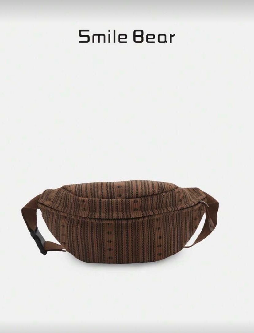 Fashionable Striped Korean Shoulder & Crossbody Bag – Brown