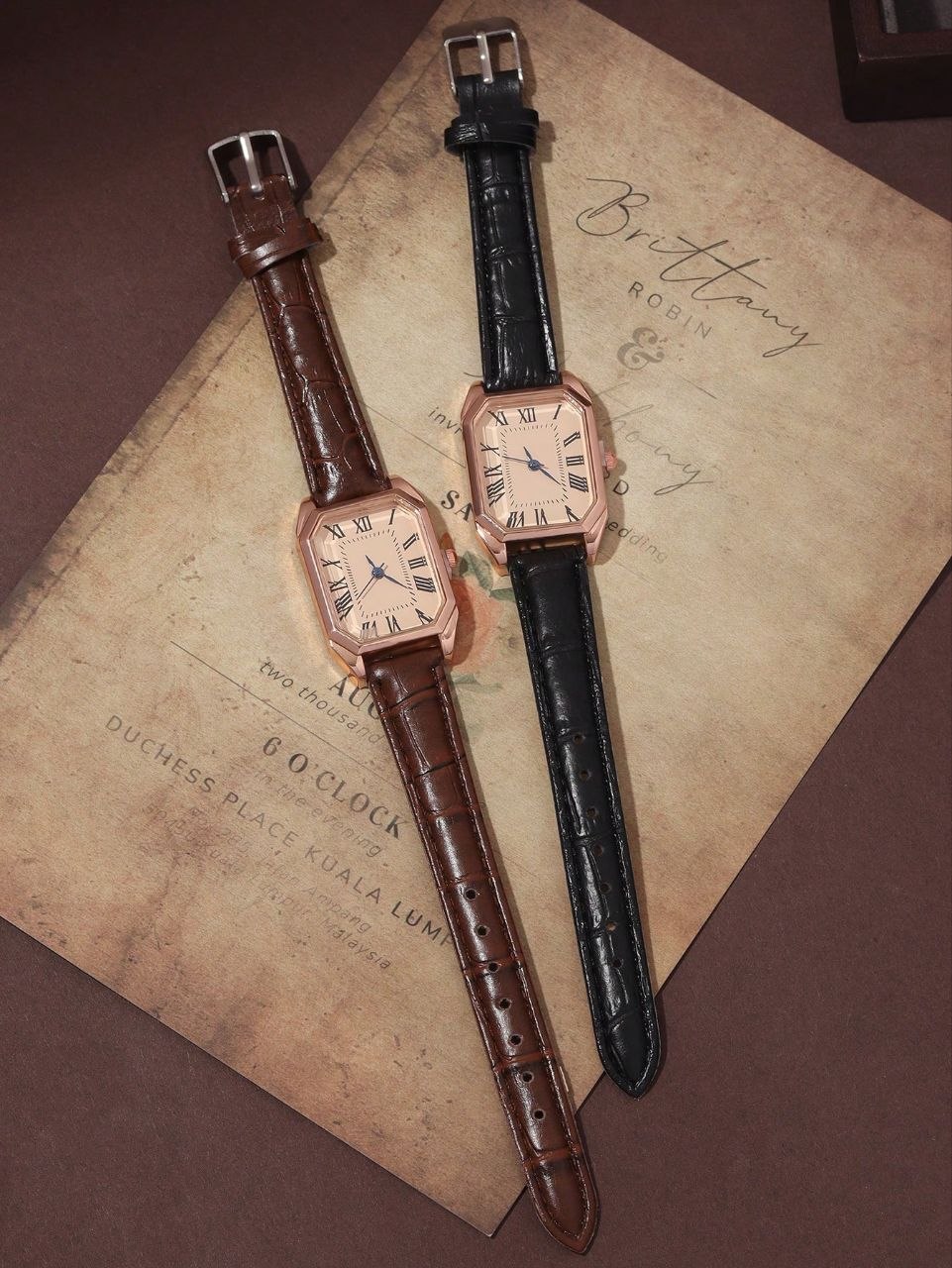 Vintage Minimalist Women’s Quartz Watch – Rose Gold Case with Roman Numerals