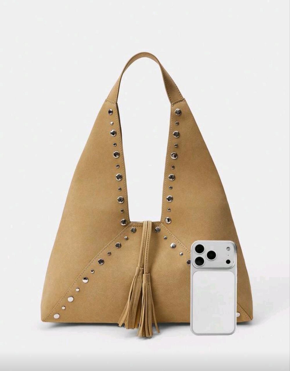 Ladies’ Beige Velvet Shoulder Bag – Daily Commute Style