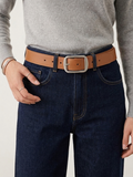 Unisex Vintage Silver Buckle Belt – Classic Jeans Accessory