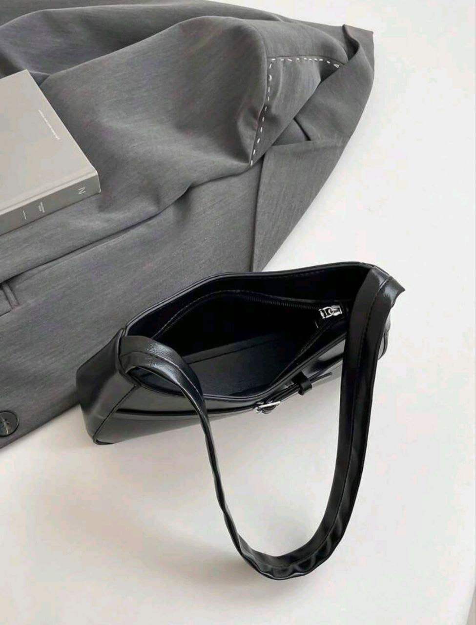 Women’s Black PU Leather Shoulder Bag – Minimal Elegant Design